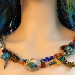 Artisan fetish genuine stone sterling necklace